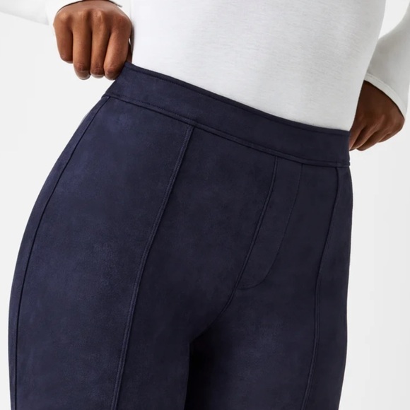 NWT Spanx Faux Suede Flare Pants in Classic Navy - Picture 3 of 11
